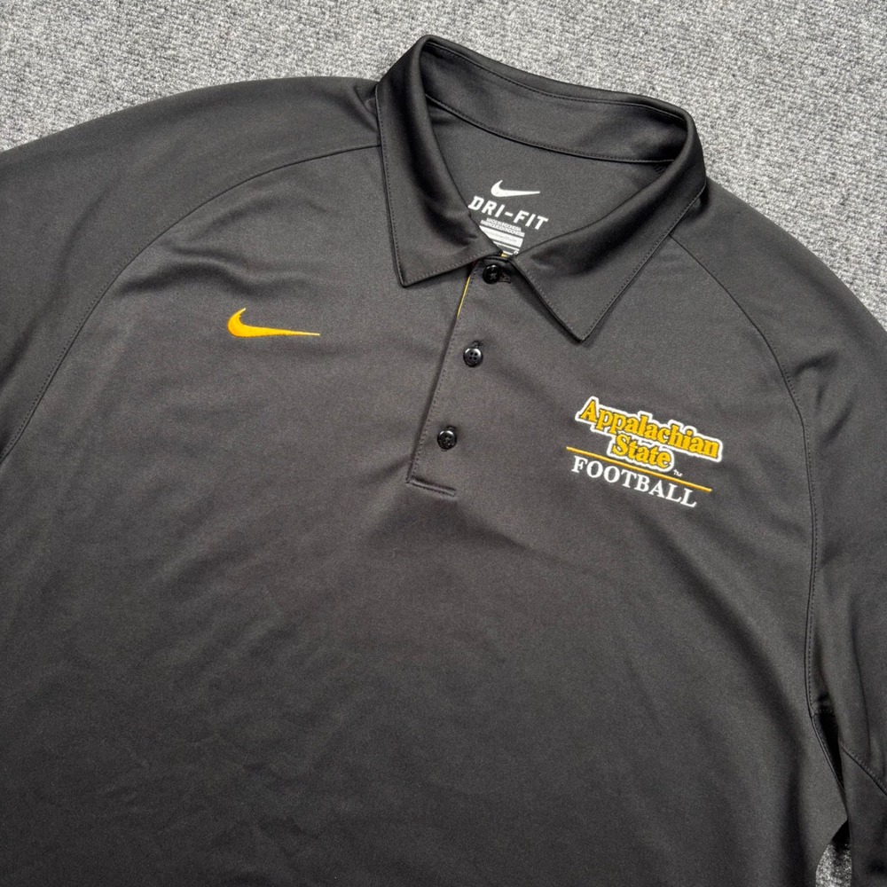 Nike Appalachian State Football Mens Large Black Dri-Fit Training Polo
